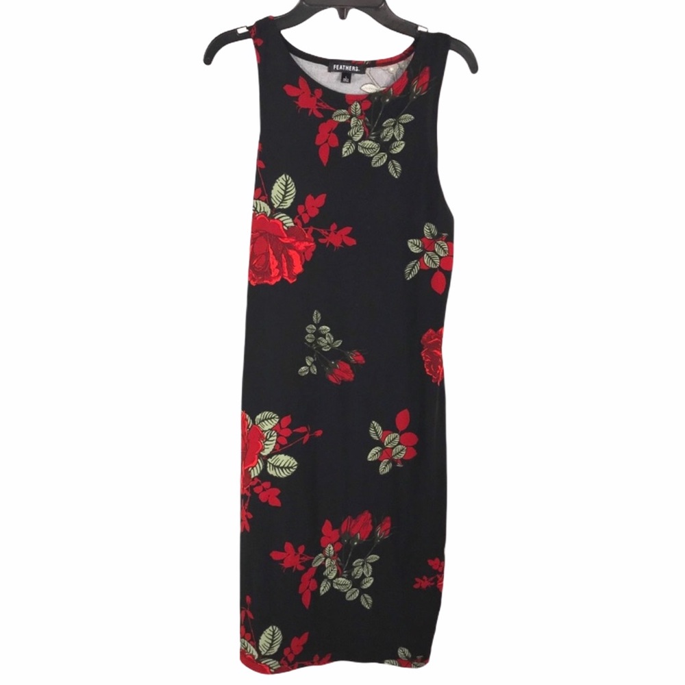 NWT Black Red Floral Dress, Size L